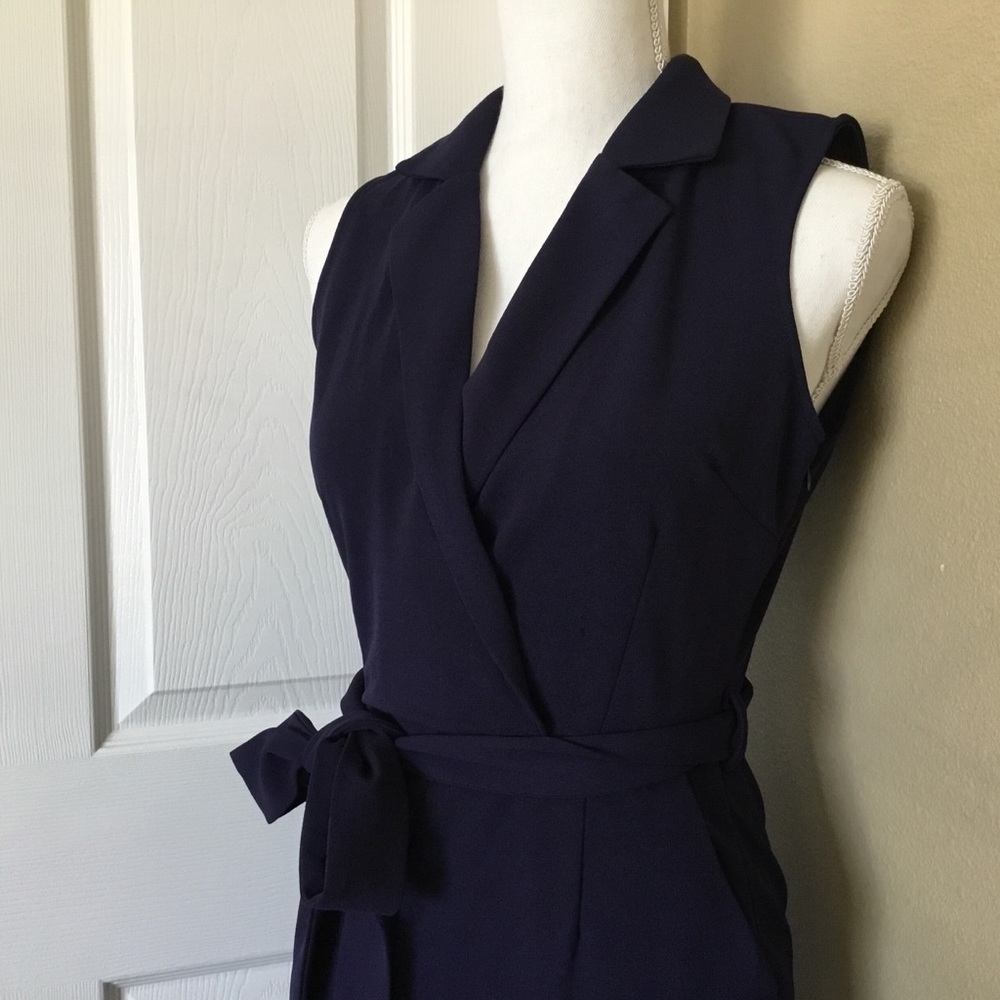 Navy collared Jumpsuit - Picture 7 of 8